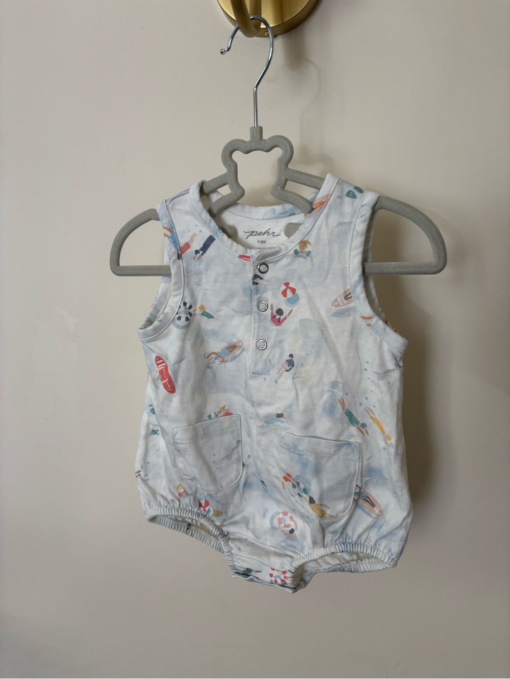 PEHR Baby Sleeveless Romper with Beach Print